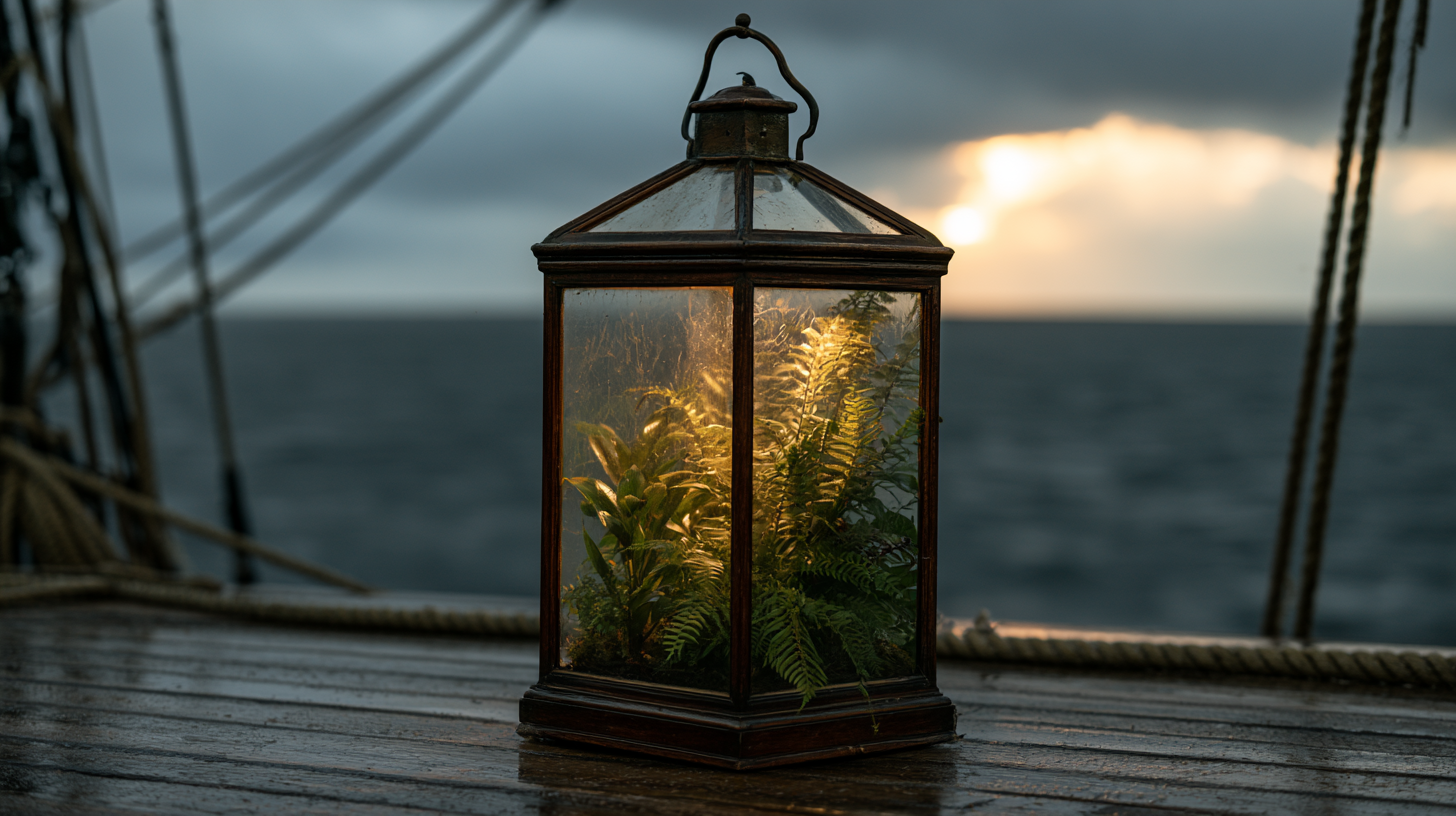 A Wardian case — glass terrarium for transporting plants