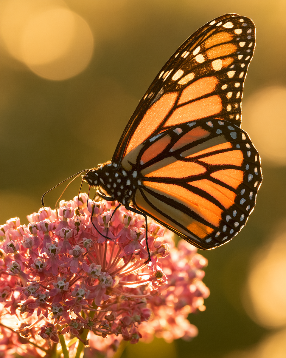 Wildflower meadow with monarch butterfly