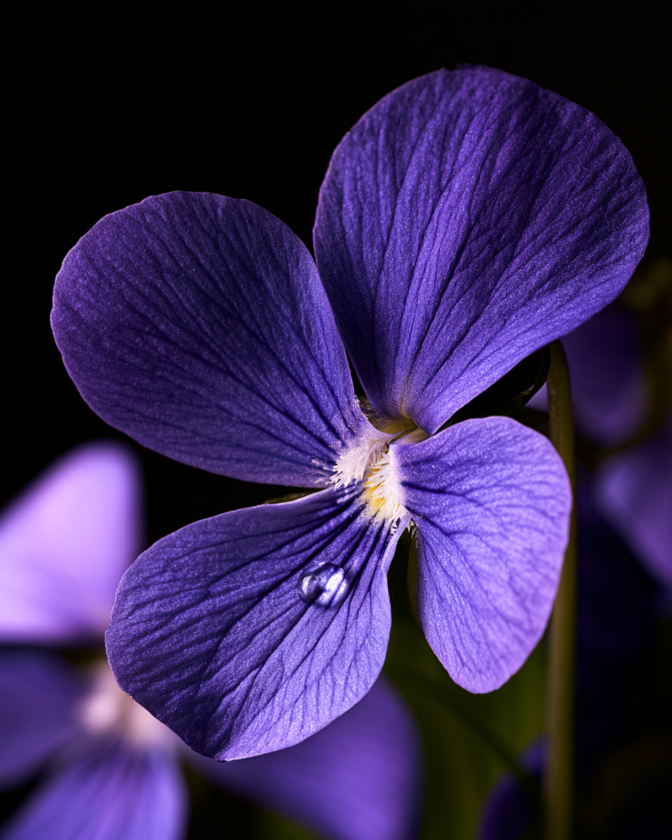 Violets pressed against dark velvet, Victorian botanical composition