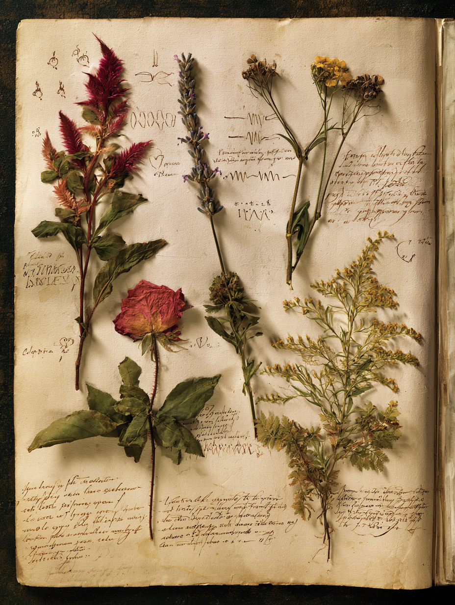 Herbarium specimen page with celosia annotation