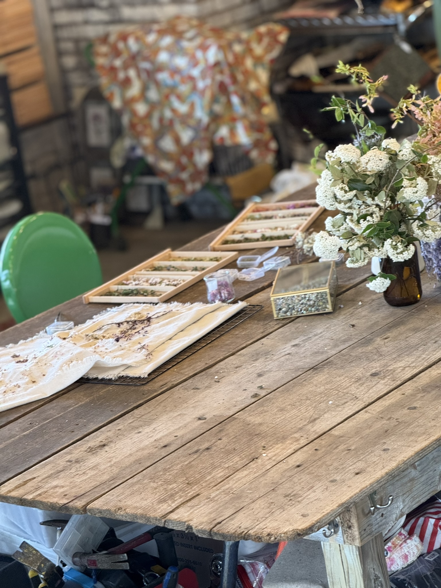 Work in progress on the long table